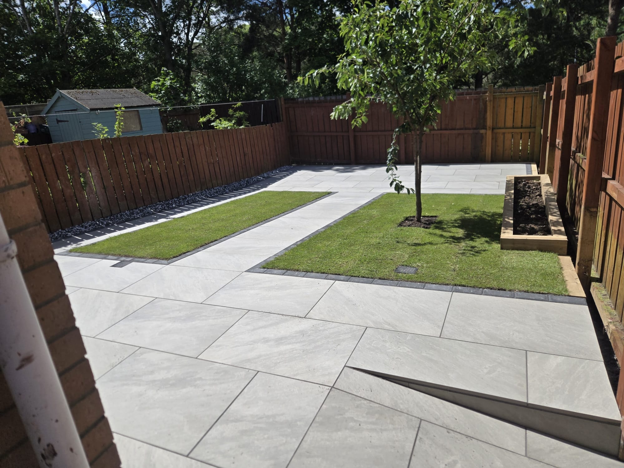 After — porcelain tiles and turf
