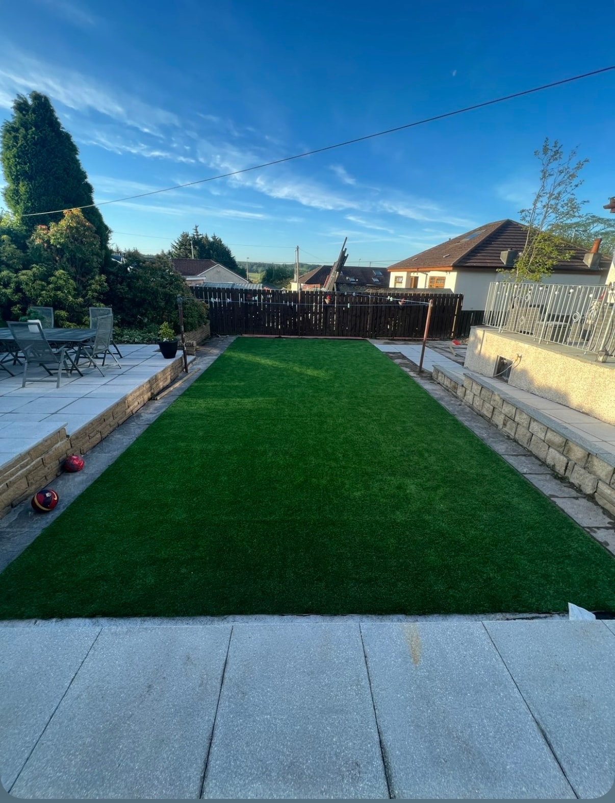 Artificial grass garden installation