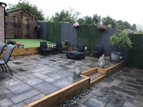 Stone paving slabs garden path